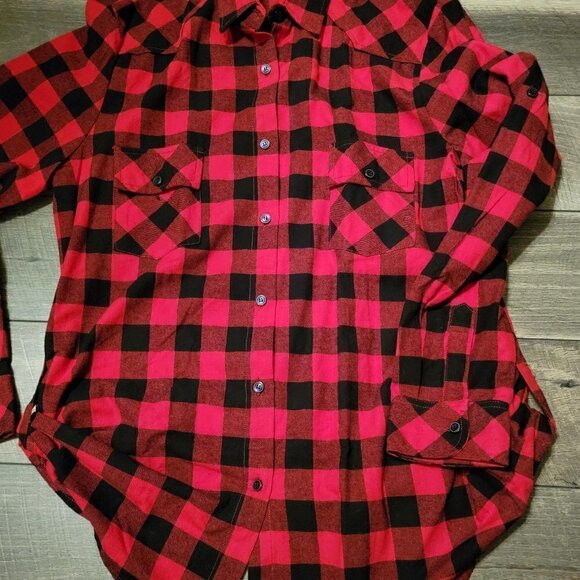 NWOT Matchstick button down buffalo flannel plaid shirt with roll up sleeve - Picture 8 of 9